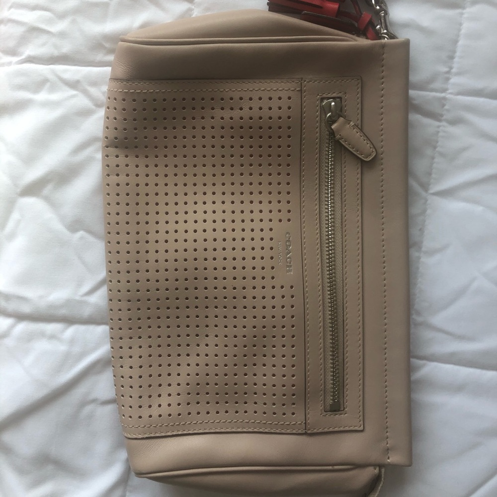 Coach small perforated handbag soft pink